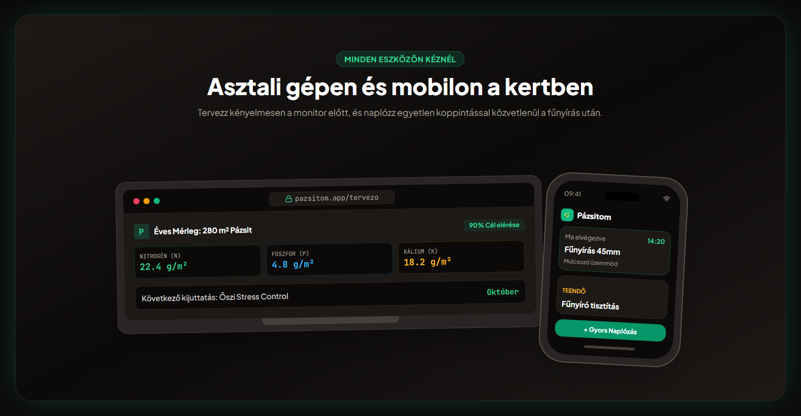 Pázsitom Kalkulátor Mobil és Asztali nézet